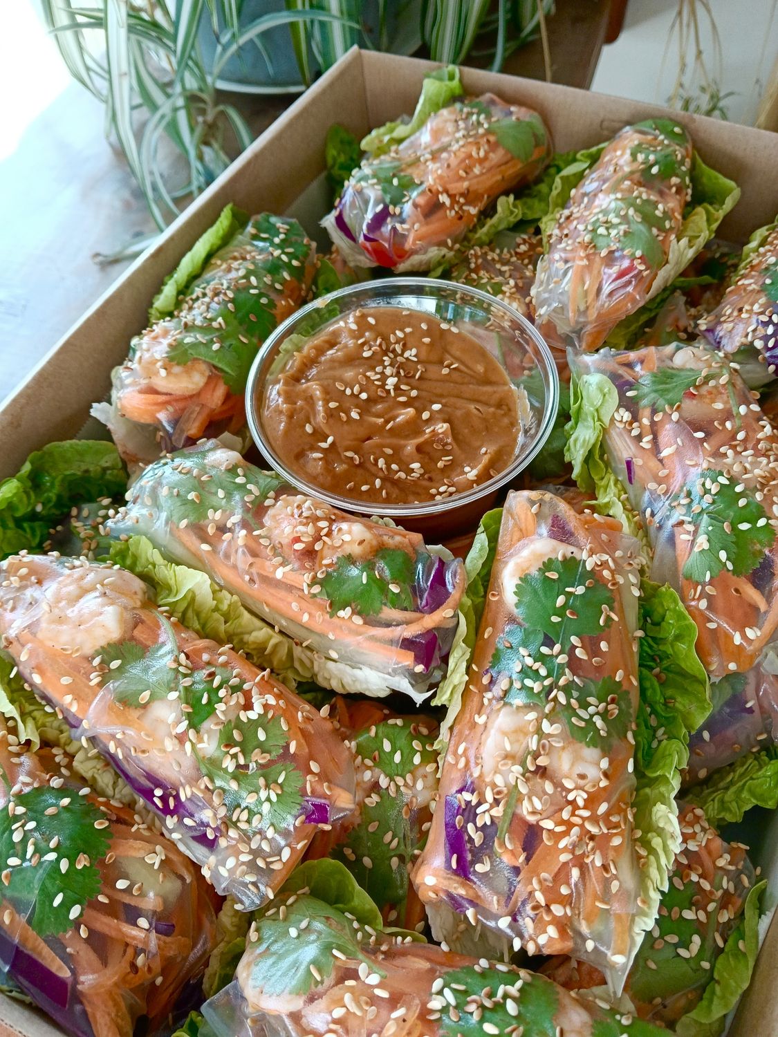 20x Prawn summer rolls with peanut dipping sauce