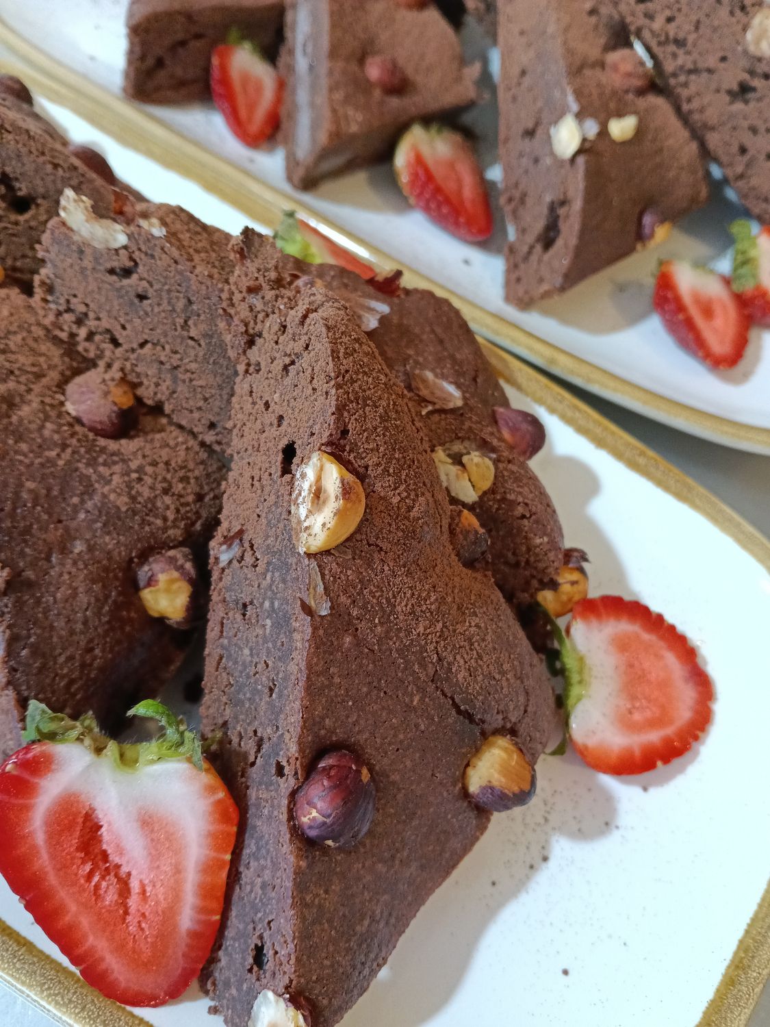 Whittakers dark Ghana, almond and hazelnut brownie slice . GF