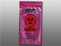 6" x 9" 2 mil Red Tint Reclosable 3-Wall Specimen Transfer Bag (Biohazard), 1000/CS