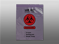 12" x 15" 2 mil Purple Tint Reclosable 2-Wall Specimen Transfer Bag (Biohazard), 1000/CS
