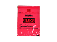 Lab-LocĂĹ˝ Specimen Bags with Removable Biohazard Symbol Printed "STAT" - Red 6 X 9 1.75 mil 1,000/cs