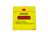 Lab-LocĂĹ˝ Specimen Bags with Removable Biohazard Symbol Printed "STAT" - Yellow 6 X 9 1.75 mil 1,000/cs