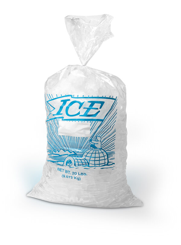 13.5x28 20 lb Printed Metallocene Ice Bags 500/cs