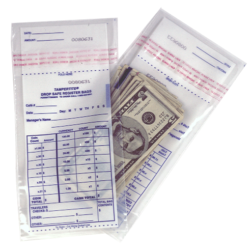 Drop Safe Bag 5"x9" w/2" bottom gusset. Qty 1000/CS