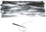 6" Metallic Plastic Silver Twist Tie 100/pk SKU# TWIST6SILVER