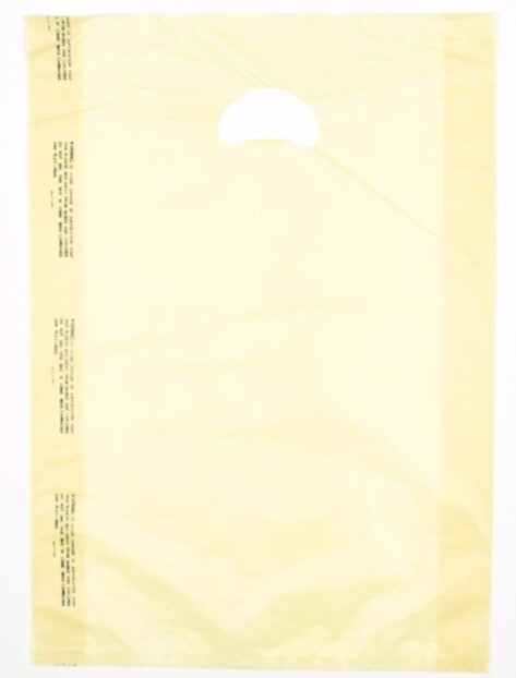 12 X 3 X 18 Beige High Density Polyethylene Merchandise Bag with Die Cut Handle 0.7 mil 500/cs| Prism Pak