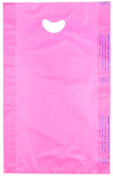 12 X 3 X 18 Magenta High Density Polyethylene Merchandise Bag with Die Cut Handle 0.7 mil 500/cs