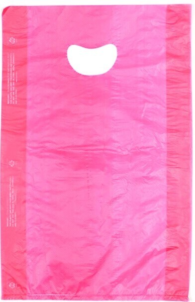 12 X 3 X 18 Red High Density Polyethylene Merchandise Bag with Die Cut Handle 0.7 mil 500/cs