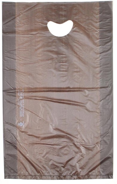 12 X 3 X 18 Chocolate High Density Polyethylene Merchandise Bag with Die Cut Handle 0.7 mil 500/cs