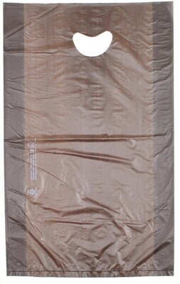12 X 3 X 18 Chocolate High Density Polyethylene Merchandise Bag with Die Cut Handle 0.7 mil 500/cs
