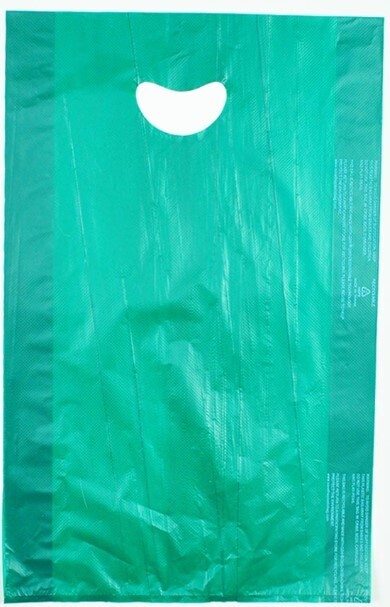 16 X 4 X 24 Dark Green High Density Polyethylene Merchandise Bag with Die Cut Handle 0.7 mil 500/cs