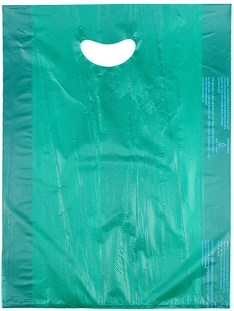 13 X 3 X 21 Teal Green High Density Polyethylene Merchandise Bag with Die Cut Handle 0.7 mil 500/cs