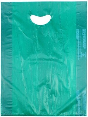 13 X 3 X 21 Teal Green High Density Polyethylene Merchandise Bag with Die Cut Handle 0.7 mil 500/cs