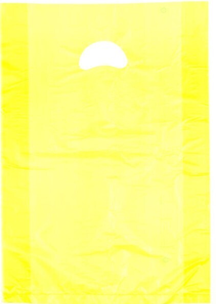 16 X 4 X 24 Yellow High Density Polyethylene Merchandise Bag with Die Cut Handle 0.7 mil 500/cs