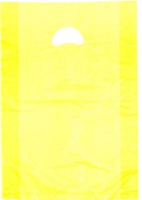 16 X 4 X 24 Yellow High Density Polyethylene Merchandise Bag with Die Cut Handle 0.7 mil 500/cs