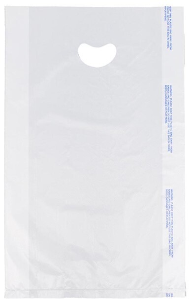 16 X 4 X 24 White High Density Polyethylene Merchandise Bag with Die Cut Handle 0.7 mil 500/cs