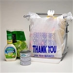 11 1/2 X 6 1/2 X 21 1/2 "Thank You" Pre-printed T-Shirt Bag (white) 0.5 mil 1,000/cs| Prism Pak