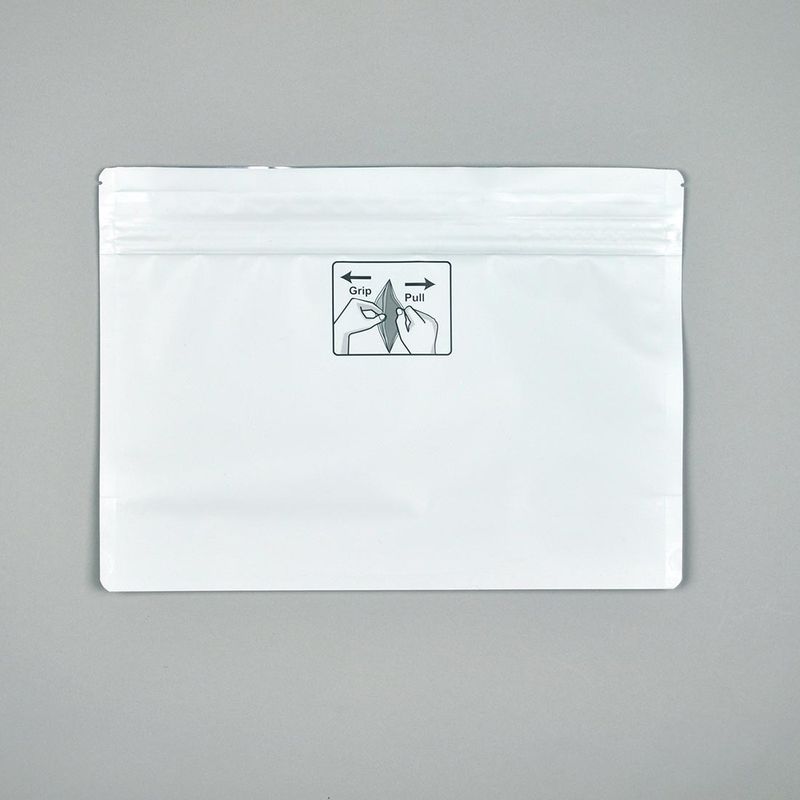 Child-Resistant Exit Pouch - White 12.2" X 9" + 4"BG SKU# EXT1294W
