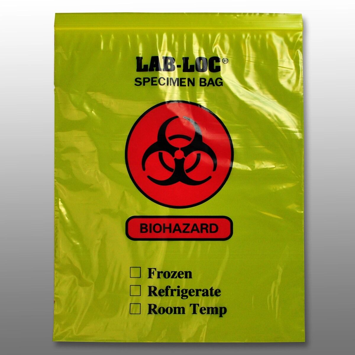 Yellow Tint Reclosable 2-Wall Specimen Transfer Bag (Biohazard) 12" X 15" SKU# LAB221215YE