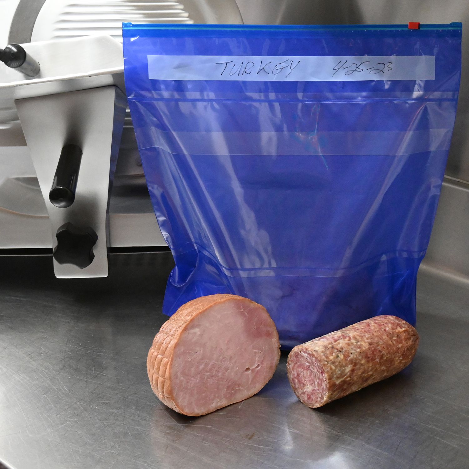 LDPE Bulk Deli Meat Slide Seal Bag - Blue Tint 14" X 14" + 6"BG SKU# FSL1414+6BG
