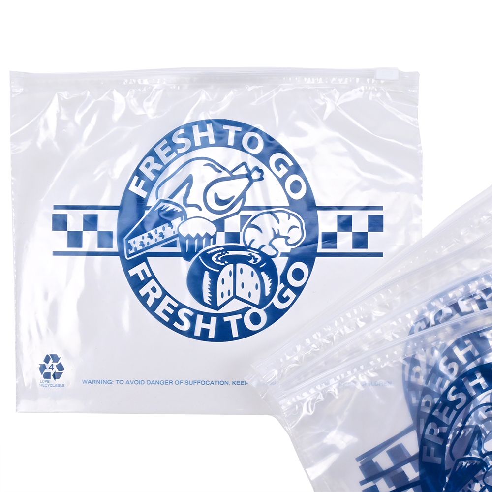 10 1/2 X 8 Slide Seal Saddle Pack Deli Bag -- Printed "Fresh to Go" One Color 2 mil 500/cs| Prism Pak