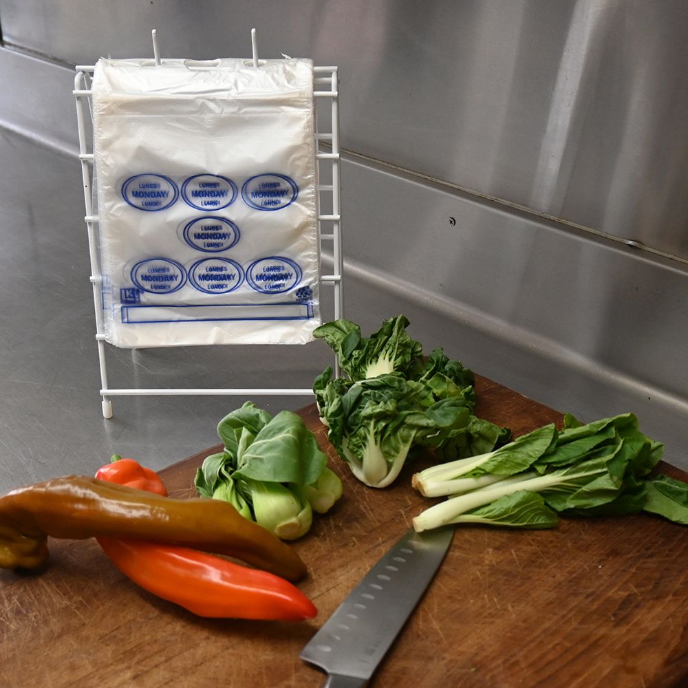 Portion Control Saddle Pack w/ Monday (print in Blue) 6.5" X 7" + 1.75"LP + 1.75"FB SKU# PCMON6507