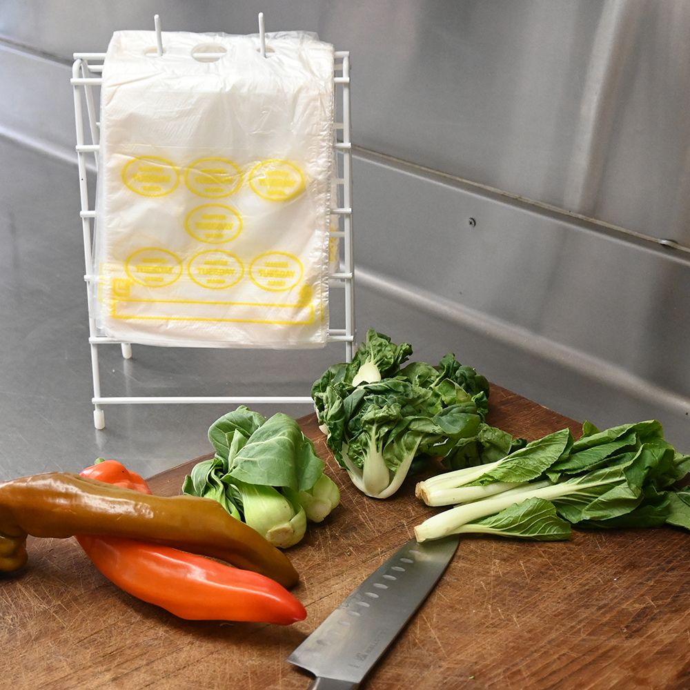 Portion Control Saddle Pack w/ Tuesday (print in Yellow) 6.5" X 7" + 1.75"LP + 1.75"FB SKU# PCTUE65…