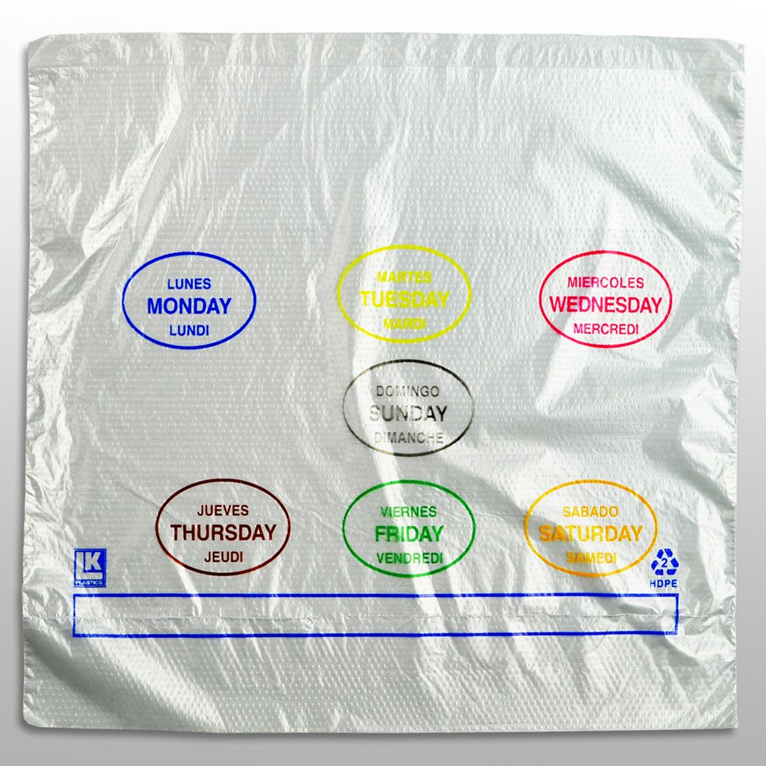 Portion Control Saddle Pack Printed All Days (7 colors) 10" X 8.5" + 2"LP + 2"FB SKU# PCAD1085