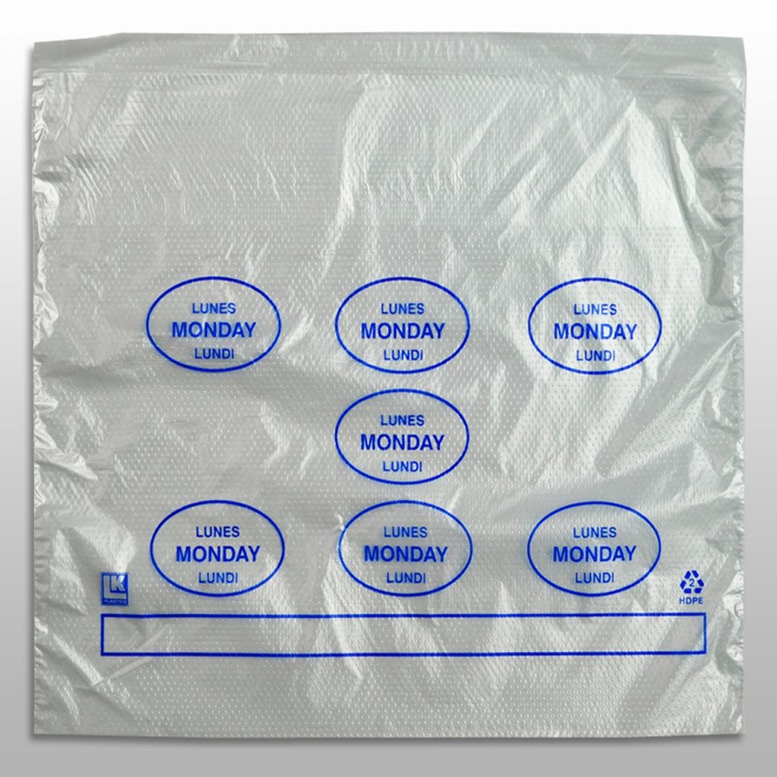 Portion Control Saddle Pack w/ Monday (print in Blue) 10" X 8.5" + 2"LP + 2"FB SKU# PCMON1085