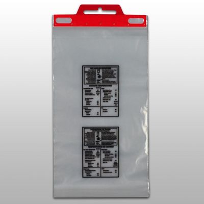 Printed "Safe Handling" Meat Bag on Plastic Header 12" X 18" + 2"LP SKU# SFH1218