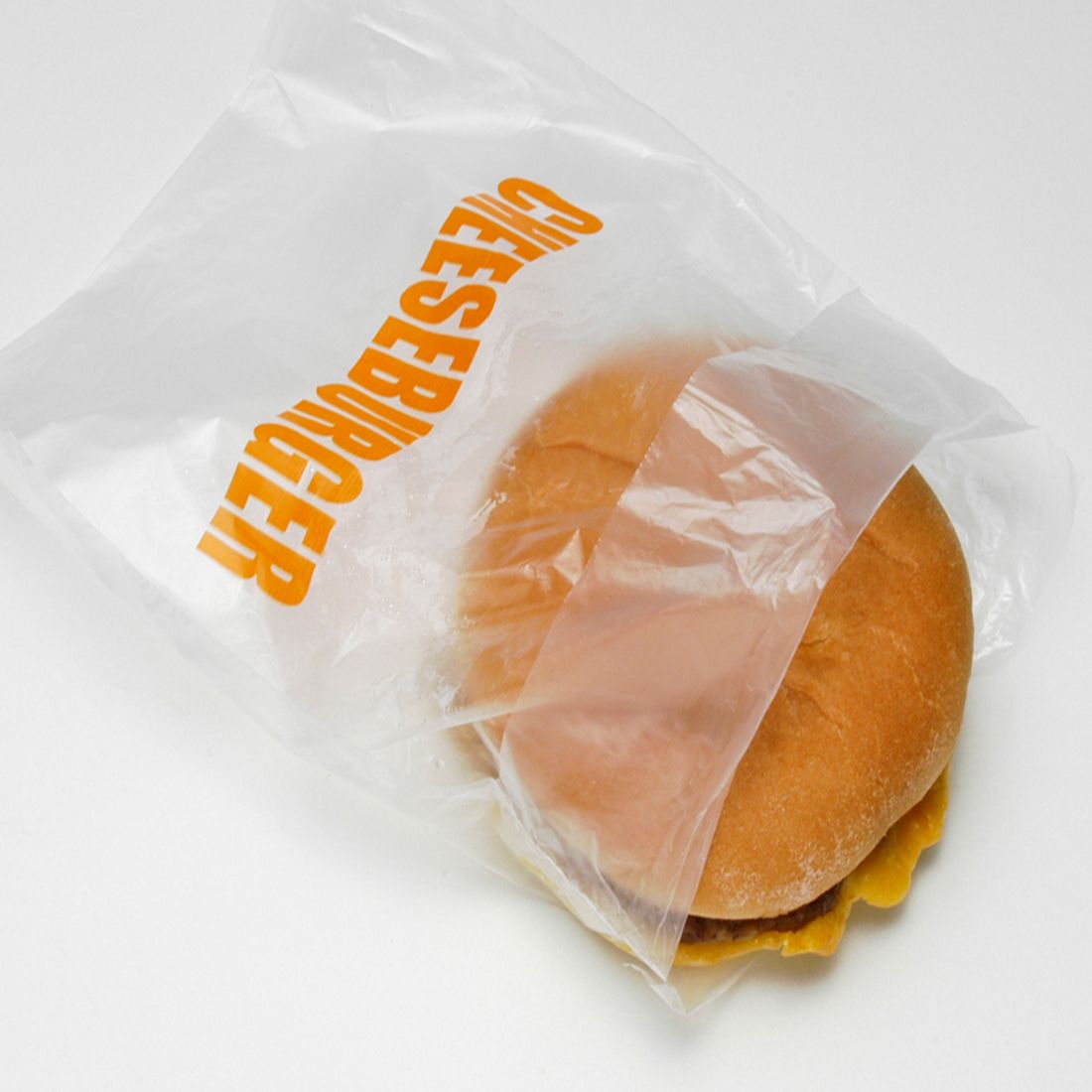 6 1/2 X 7 + 1 3/4 FB Saddle Pack Printed Cheeseburger Bag 0.5 mil 2,000/cs| Prism Pak