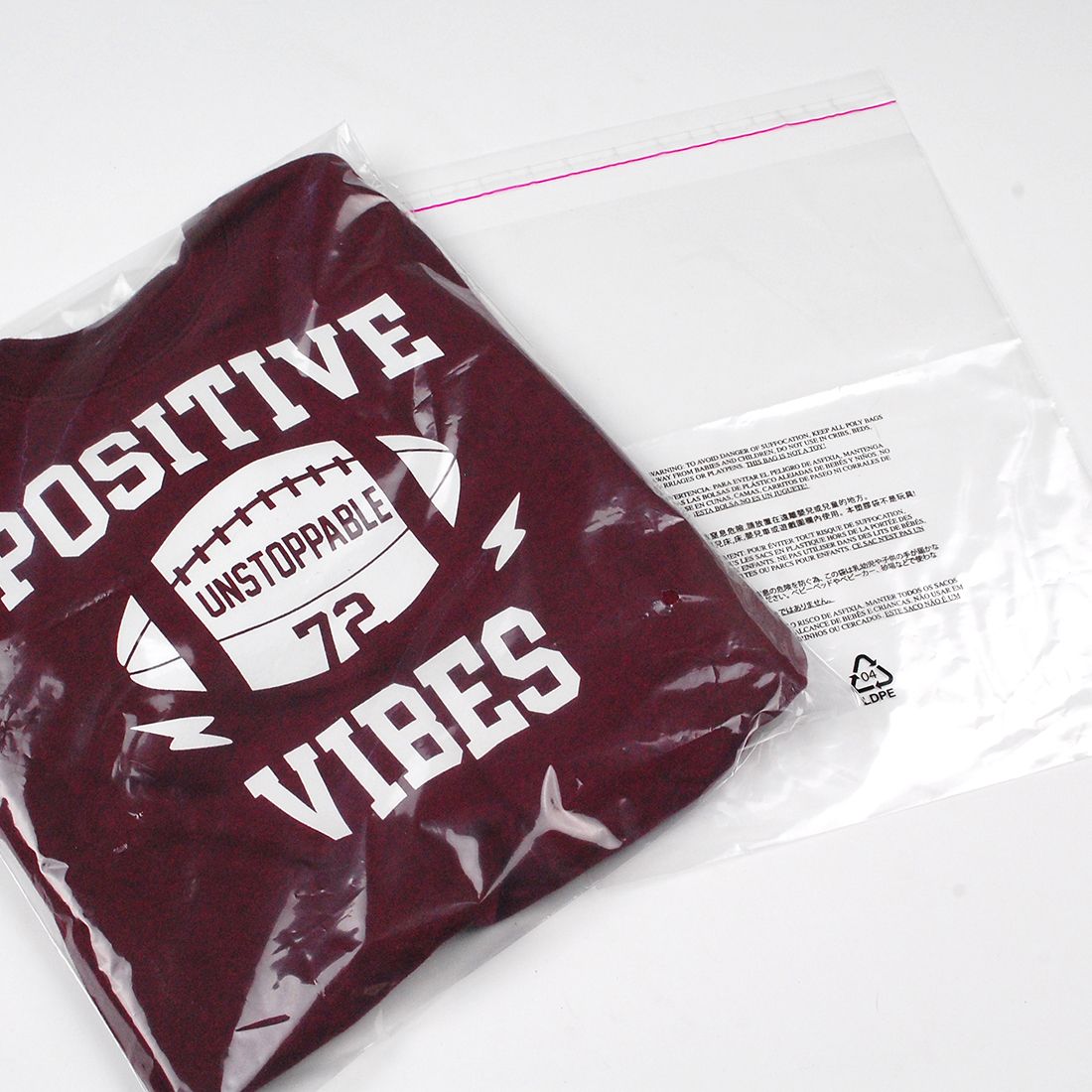 Resealable Lip and Tape Bags w/ Suffocation Warning 10" X 12" + 1.5"LP SKU# LTG1012