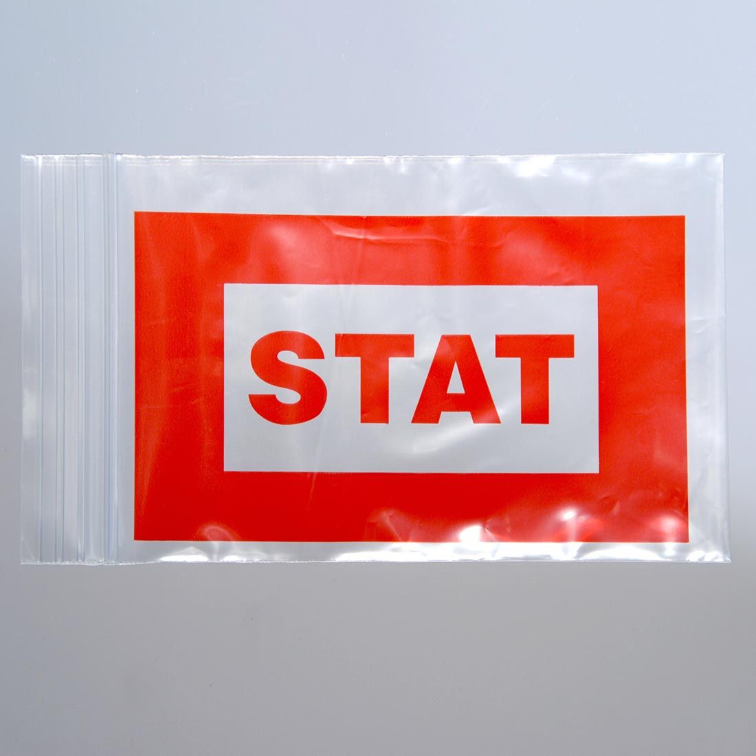 Red "STAT" Bag - Seal Top Reclosable 5 X 8 2 mil 1,000/cs| Prism Pak