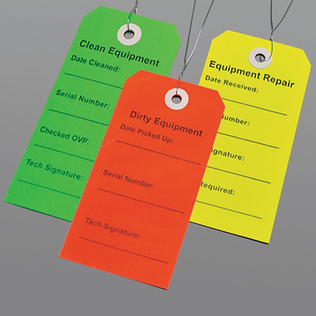 Multipack Equipment Tags (Clean, Dirty, Repair)  2 5/16 X 4 3/4750/cs| Prism Pak