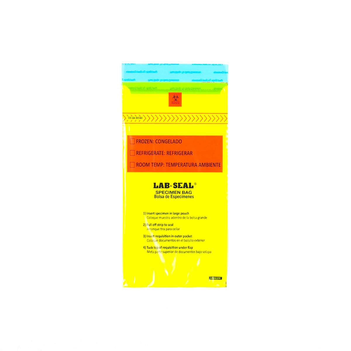 6" x 10" 1.8 mil Lab Seal® Tamper-Evident Specimen Bags w/ Removable Biohazard Symbol - Yellow Tint, 1000/CS