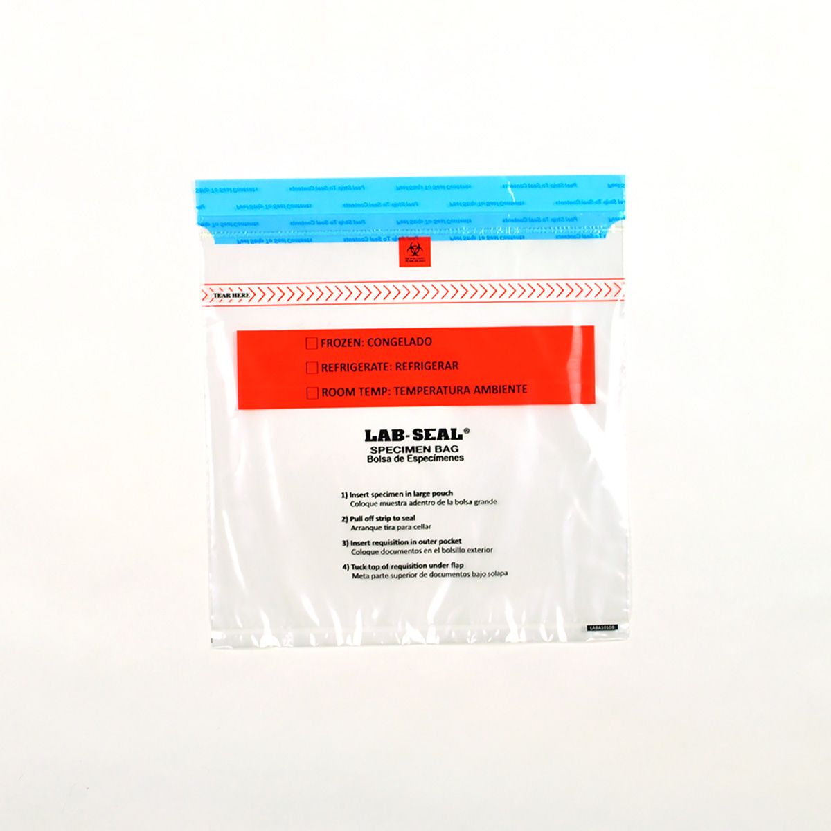 10" x 10" 1.8 mil Lab Seal® Tamper-Evident Specimen Bags w/ Removable Biohazard Symbol, 1000/CS