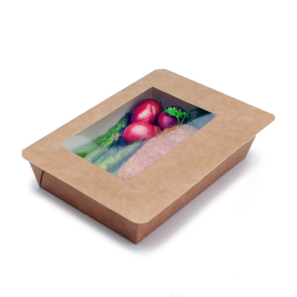 5.5" x 7.5" x 2" Ready. Chef. Go! Machine-Sealable Dual Ovenable Cooking Box - Kraft; 250/case