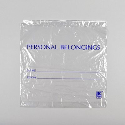 20" x 20" + 3"BG 1.2 mil Clear Personal Belongings Bag w/ Cordstring Closure, 250/CS