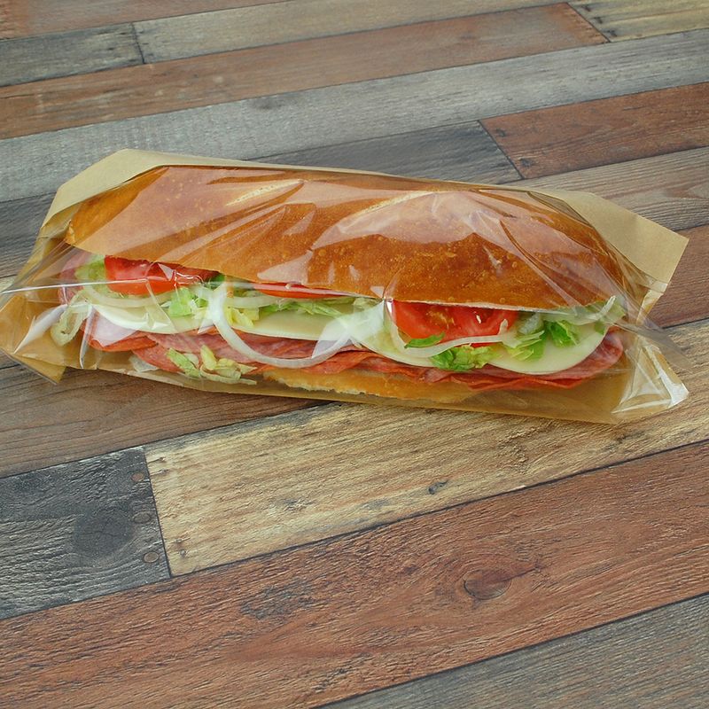 4.25 4.25" x 2.75" x 16.5" 80 GSM Kraft w/OPP #ReadyFresh® Kraft Paper Sandwich Bag with Window, 500/CS