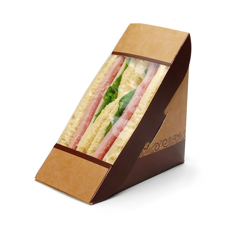 6.85 6.85" x 2.85" X 4.75" #ReadyFresh® Compostable Kraft Sandwich Pack w/ Window, 500/CS