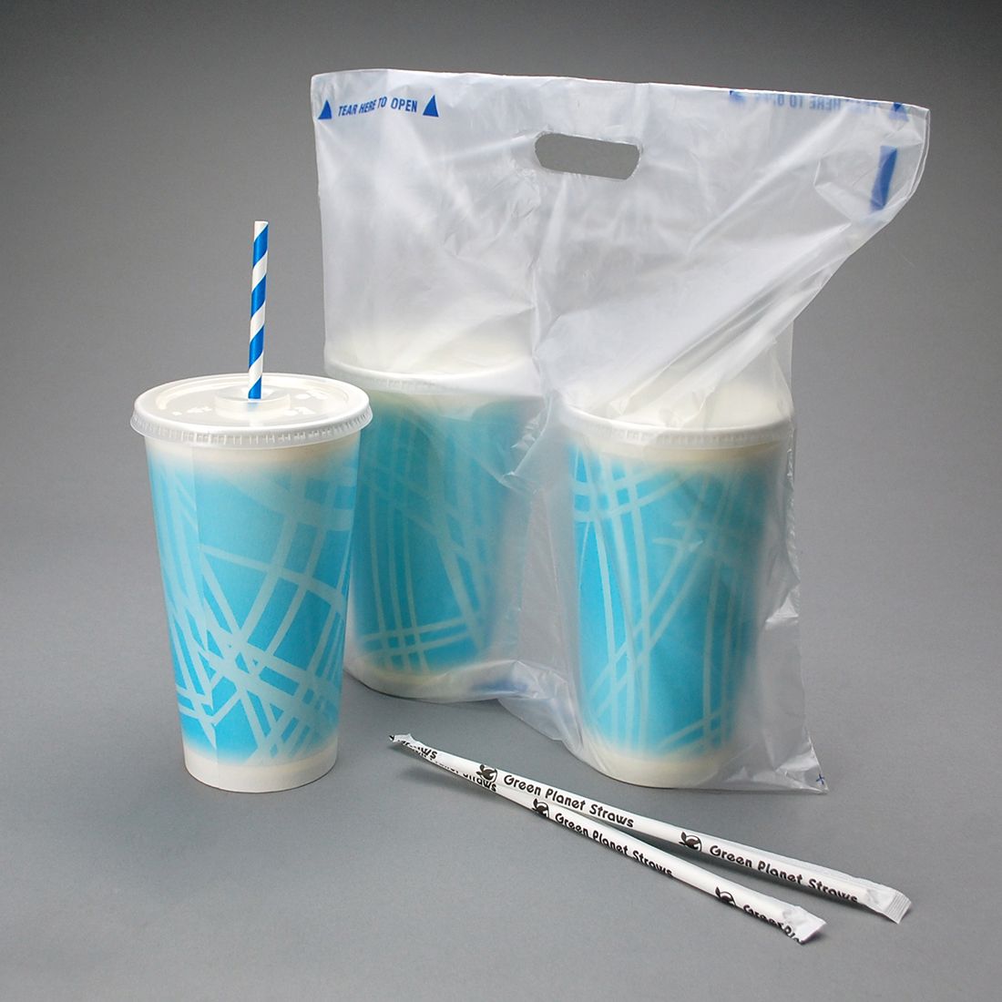 14" X 14" + 2.5"BG + 3.5"LP 1 mil Fast Take Tamper-Evident 2-drink Beverage Carrier Unprinted, 1,000/CS