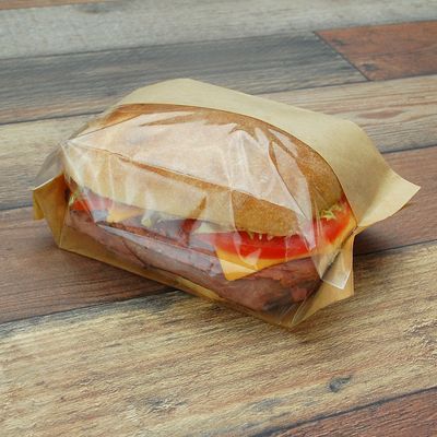 3.5" x 2.25" x 7.25" 80 GSM Kraft w/OPP #ReadyFresh® Kraft Paper Sandwich Bag with Window, 500/CS