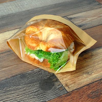 4.5" x 2.5" x 8.5" 80 GSM Kraft w/OPP #ReadyFresh® Kraft Paper Sandwich Bag with Window, 500/CS