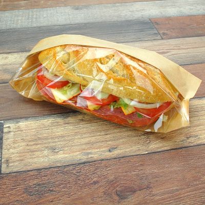 3.5" x 2.25" x 10.75" 80 GSM Kraft w/OPP #ReadyFresh® Kraft Paper Sandwich Bag with Window, 500/CS