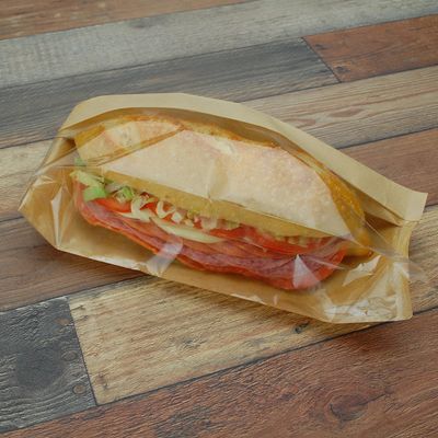 4.25" x 2.75" x 11.75" 80 GSM Kraft w/OPP #ReadyFresh® Kraft Paper Sandwich Bag with Window, 500/CS