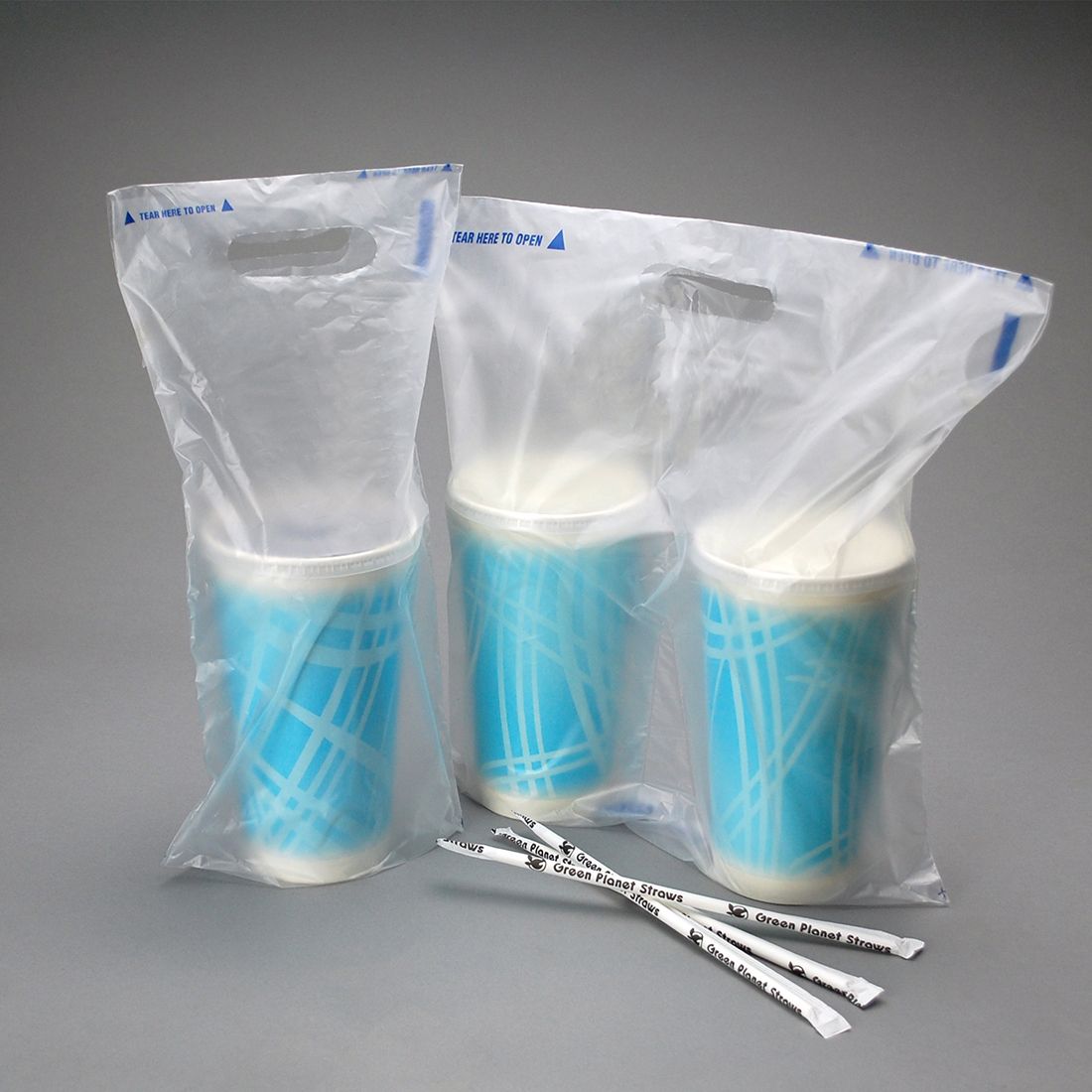 7" X 14" + 2.5"BG + 3.5"LP 1 mil Fast Take Tamper-Evident 1-drink Beverage Carrier Unprinted, 1,000/CS