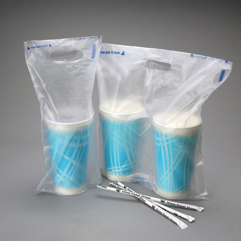 7" x 14" + 2.5"BG + 3.5"LP 1 mil Fast Take® Tamper-Evident 1-drink Beverage Carrier, Unprinted, 1000/CS