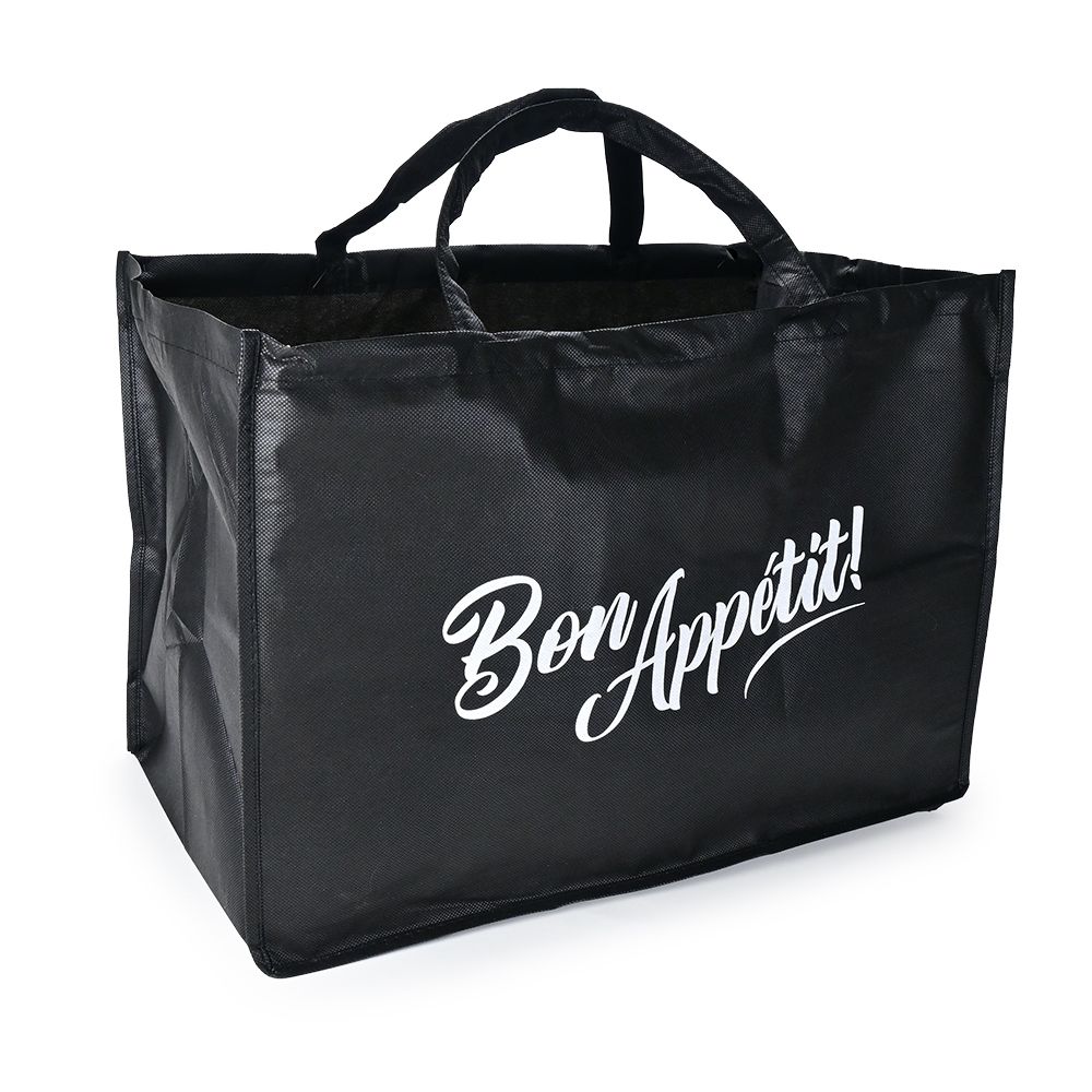 22" x 14" x 15.25" + 14"BG 80 GSM Non-Woven Polypropylene Bag -- Catering and Take Out, 50/CS