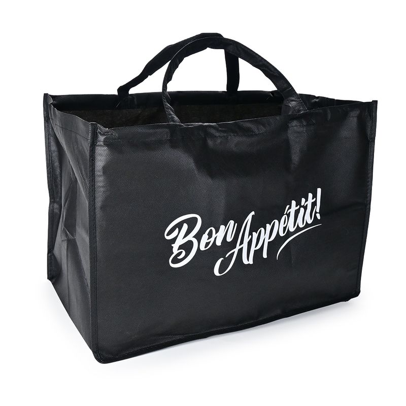 22" x 14" x 15.25" + 14"BG 80 GSM Non-Woven Polypropylene Bag -- Catering and Take Out, 50/CS