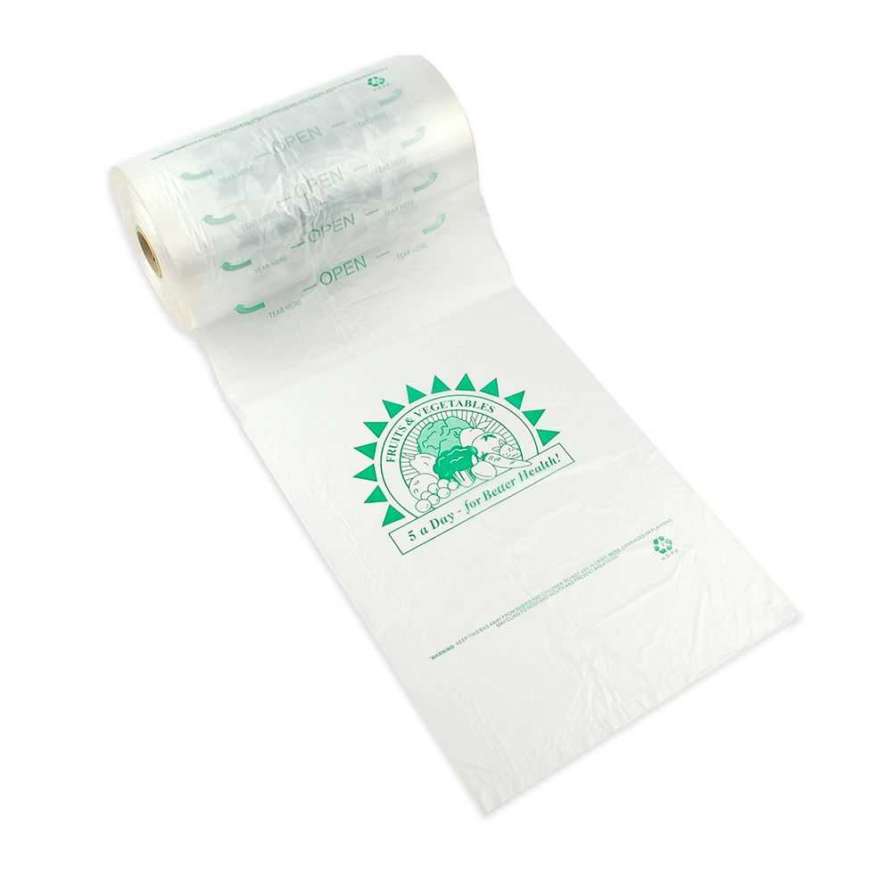 11 X 19 High Density Produce Bag on Roll -- Printed "5 a Day" 0.5 mil /RL| Prism Pak